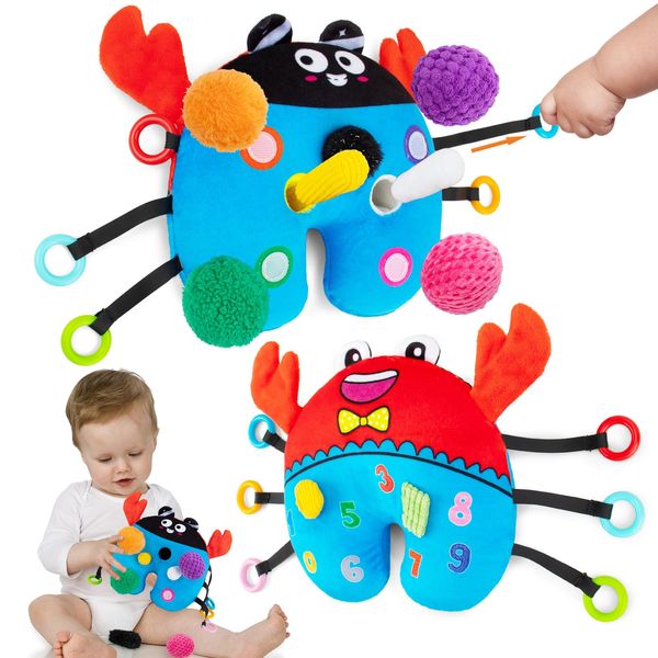 beetoy Baby Pull String Activity Toys, Baby Sensory Learning Early Development Toys - Develop Fine Motor Baby Toys for 3-6 Months, Montessori Toys Travel Toys for Toddlers