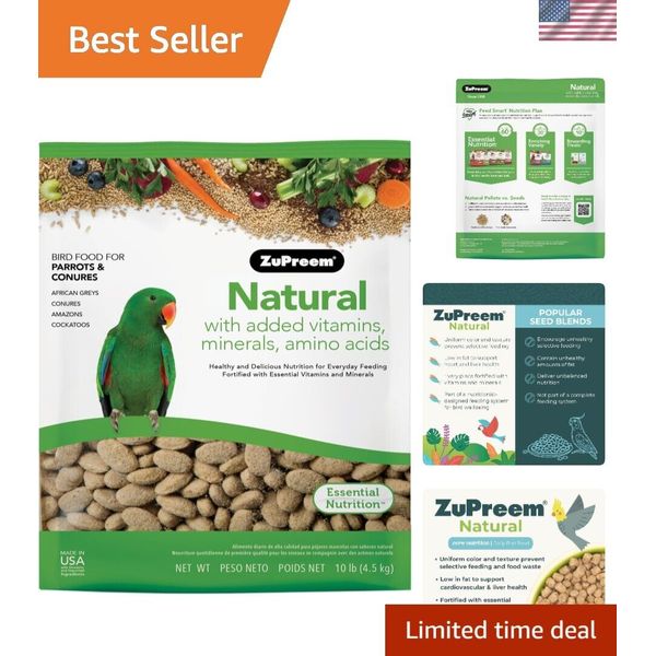 Natural Bird Pellets, Daily Bird Food for Parrot, Conure, Caique, African Gre...