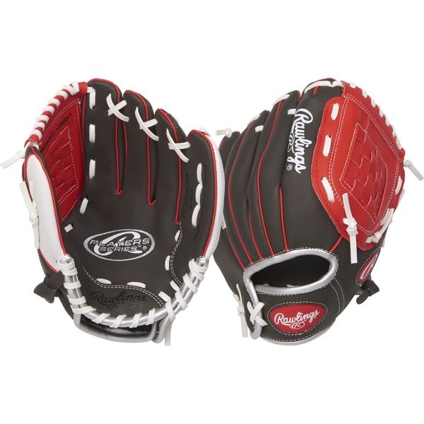 Rawlings Unisex – Erwachsene Players Series T-Ball & Youth Baseball Glove | Sizes 9"-11.5" | Multiple Styles Baseballhandschuh für Jugendliche, 25,4 cm, Dunkler Schatten/Rot/Weiß, 10" | Ages 5-7