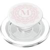 Light Pink Mandala Flower White Monogram Letter M Initial PopSockets PopGrip for MagSafe