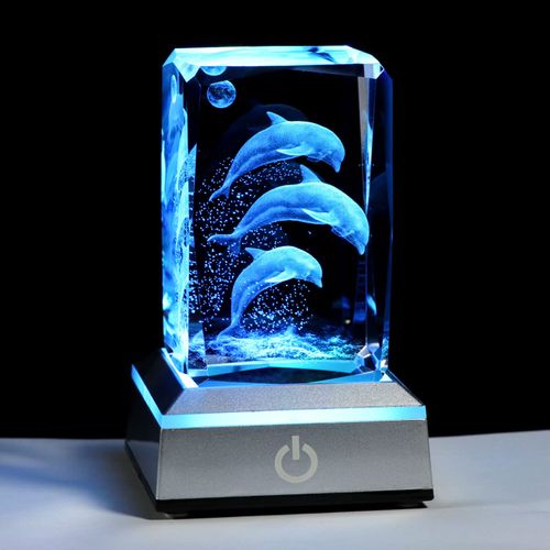 Kertari K9 Crystal Dolphin, LED Light Base, USB Charging, Genuine, Gifts, Birthdays, Wedding Anniversaries, Popular for Women, Mother, Wife, Girlfriend, Husband