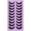 wiwoseo Fluffy Lashes Extension Strip Eyelashes Fairy Thick Volume Eyelashes Cat Eyes Lashes 16MM Natural Wispy Fluffy Faux Mink Lashes 10 Pairs False Eyelashes