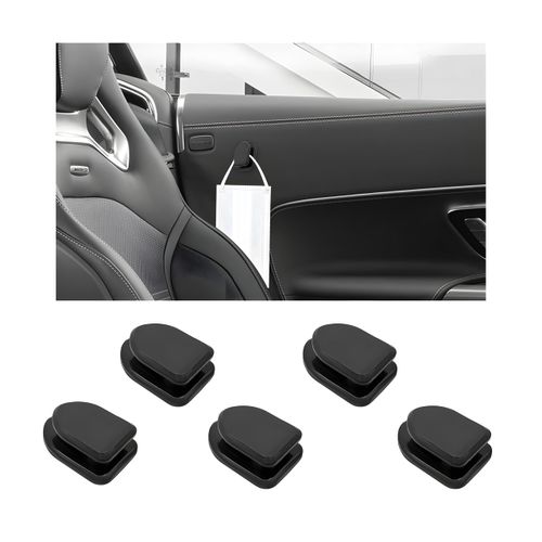 Yourkar 5 PCS Car Dashboard Mini Hooks, Multifunctional ABS Vehicle Adhesive Hooks, Car Storage Holder for Hanging Key, Mask, Earphone, Universal Interior Car Accessories (Black)