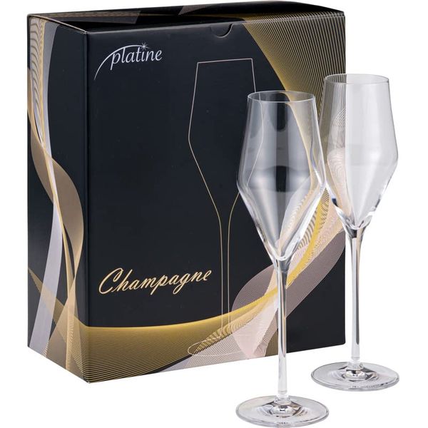 Platine Champagne [Set of 2] Sparkling Wine Glasses, 9.5 fl oz (261 ml), Champagne Glasses, Pair Set, Gift, Sparkling, Made in Germany