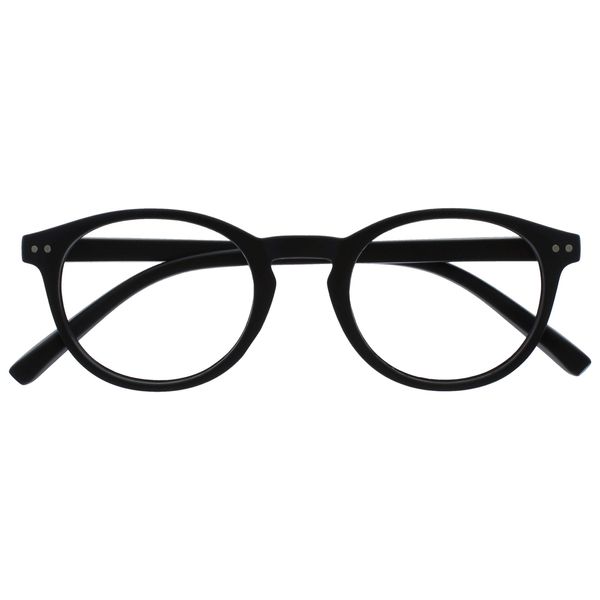 Opulize Zen Reading Glasses Cool Round Frame Spring Hinges Scratch Resistant Matt Black Mens Womens R24-1 +2.50