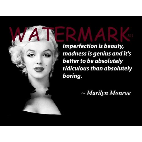 WOLFWOOD STUDIOS MARILYN MONROE 8x10 IMPERFECTION IS BEAUTY QUOTE PHOTO