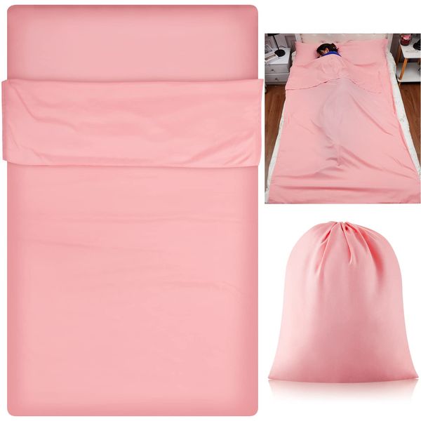 Irenare Self Tan Sleep Sack Self Tanning Bed Sheet Protector Travel Camping Sheet Sleep Sack Adult Lightweight Sleeping Bag Liner Self Tanner Sleep Sack (Pink)