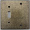 Aged Antique Brass 2 Gang Combination Switch Plate - 1 Toggle Light Switch Opening 1 Blank