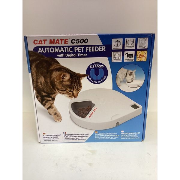 Cat Mate C500 Automatic Pet Feeder with Digital Timer for Cats and Small Dogs, W