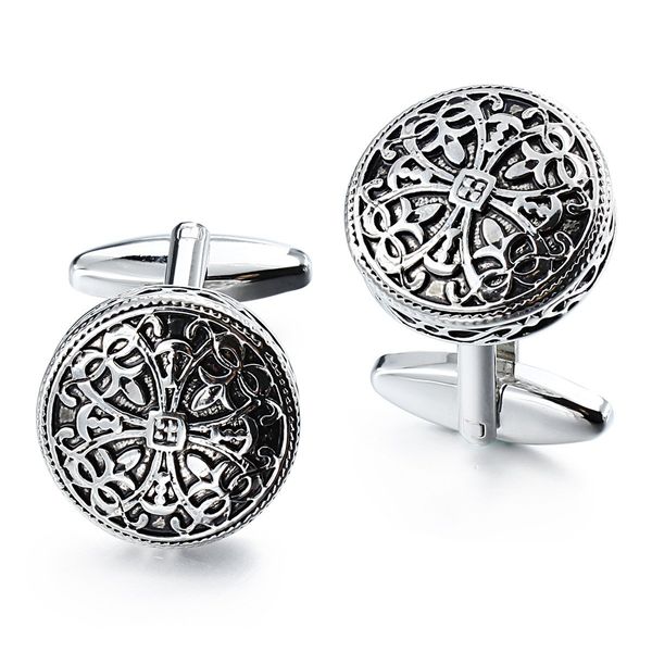 HAWSON Vintage Cufflinks for Men Shirt Retro Flower Pattern - Best Wedding Business Gifts for Men with Box