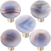 Amogeeli 4pcs Round Stone Brass Cabinet Knobs Set with Screws, Decorative Hook Knobs for Coat Hat Towel