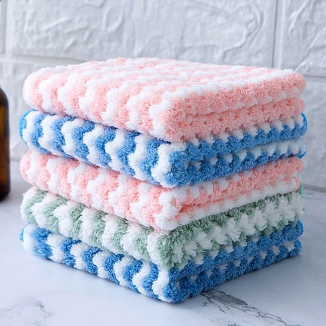 5Pcs Kitchen Towels Cotton Dishcloth Super Absorbent Non-stick Oil