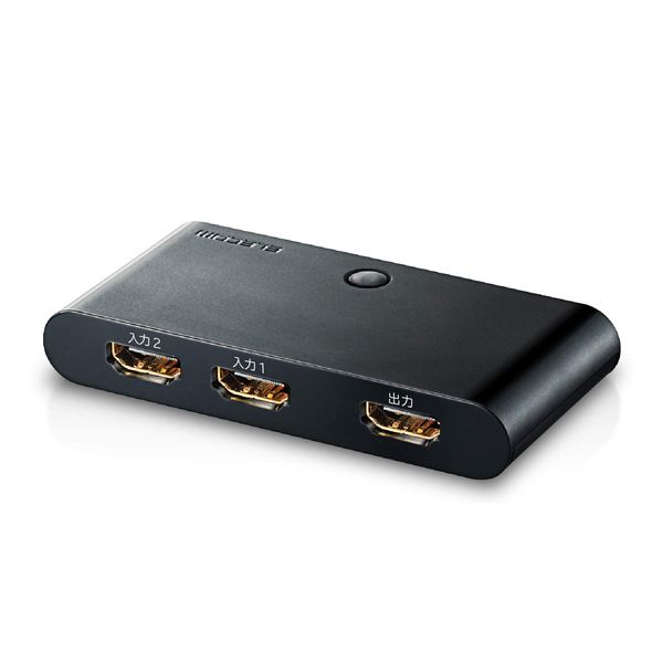 Elecom DH-SW21BK/E HDMI Switching Device, Automatic Switching Function, (PS3/PS4/Nintendo Switch Compatibility Confirmed) 2 Inputs, 1 Output, 2K (1080P), 3.3 ft (1 m) HDMI Cable Included