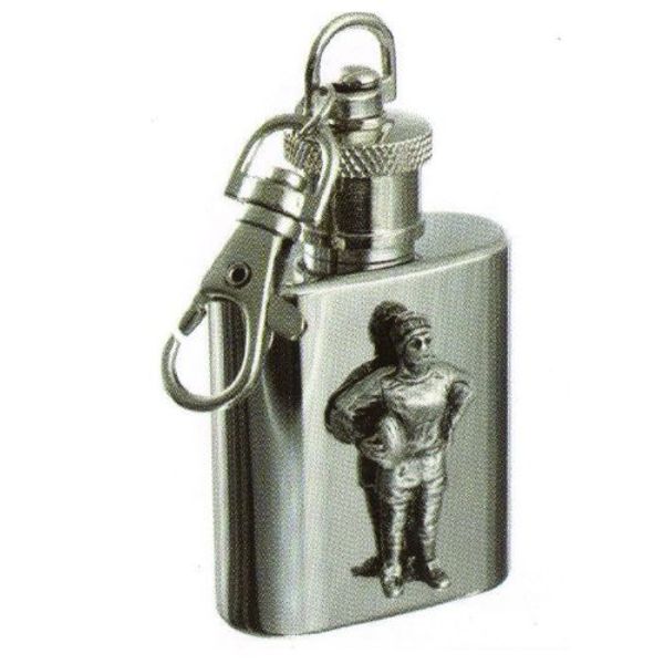 1oz hip flask keyring with rugby badge