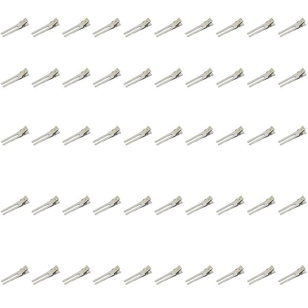 Mcoser 50PCS 1.8 Inch Double Prong Curl Clips Metal Alligator Clips Section Hair Clips Hairdressing Clips for Salon Hair Extensions (Silver)