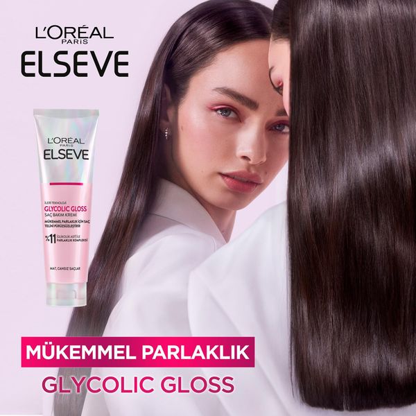 L’Oréal Paris Elseve Glycolic Gloss Mükemmel Parlaklık için Pürüzsüzleştirici Saç Kremi 150ml