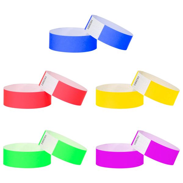 L LIKED 500 Stück Einlassbänder für Events, Wasserdichte Papierarmbänder Partybänder Kontrollbänder für Veranstaltungen, Festival und Konzerte (5 Farben)