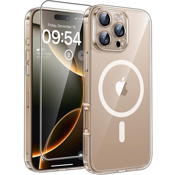 TOCOL 3 in 1 für iPhone 16 Pro Max Hülle für Magsafe, [Vollständiger Kameraschutz] [Nie Vergilbung] Stoßfest Kratzfest Magnetisch Handyhülle für iPhone 16 Pro Max Case, Transparent