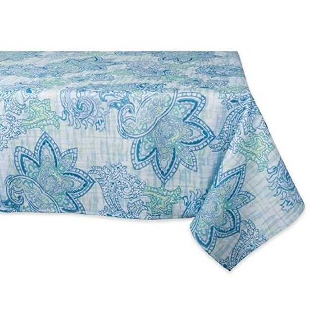 DII CAMZ10391 TC OUTDOOR PAISLEY TABLECLOTH 60X84 Blue Watercolor - AC2633 *NEW*