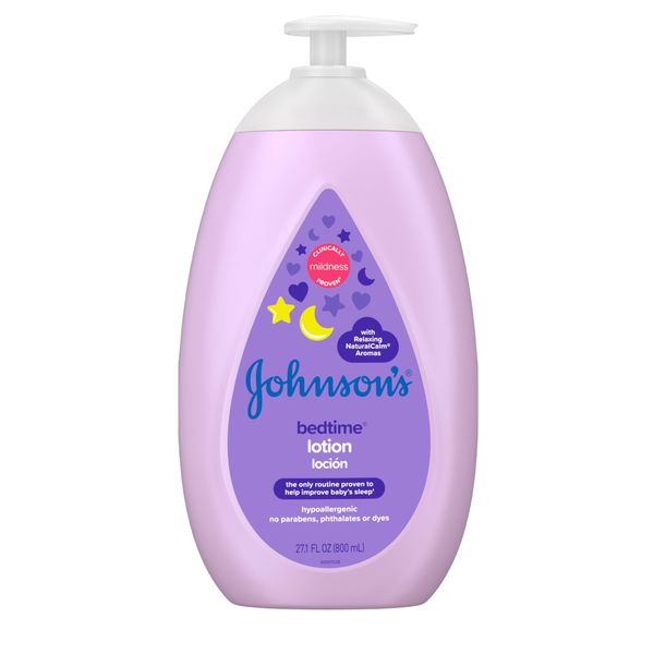 Johnson's Moisturizing Bedtime Baby Lotion with Coconut Oil & NaturalCalm Aromas to Help Relax Baby, Hypoallergenic & Free of Parabens, Phthalates & Dyes, Mild Baby Skin Care, 27.1 fl. oz