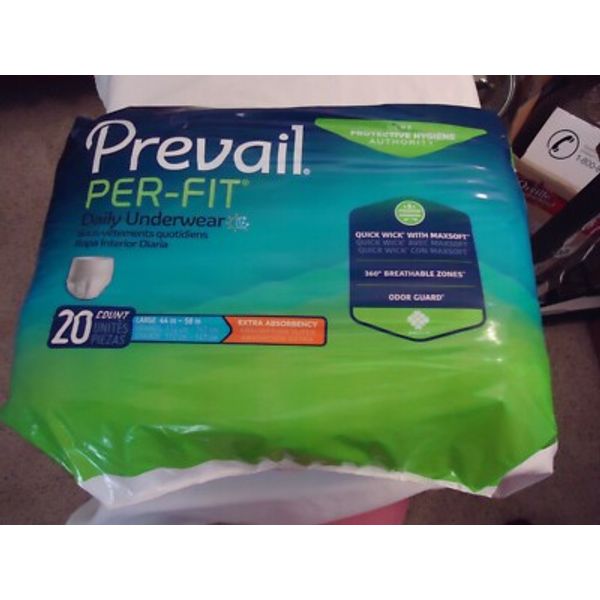 Prevail Per-Fit Large (44"-58") Daily Underwear  20 Count Protective Hygiene