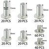 100 Sets Chicago Screws,Leather Rivets Sets with Five Sizes (Silver)
