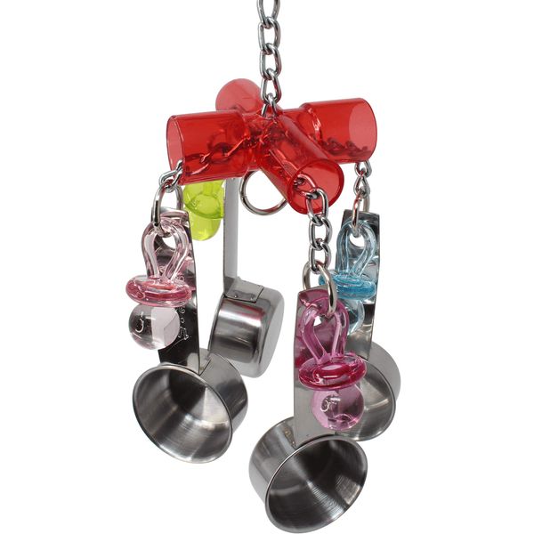 Bonka Bird Toys 1929 Small Clacker Stainless Steel Acrylic Colorful Pacifier Parrot Parrotlet Beak