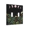 Pine Forest Green Witch Moon Phase Toggle Light Switch Wall Plate, Double Switch Cover, Size 2-Gang 4.5" X 4.5"