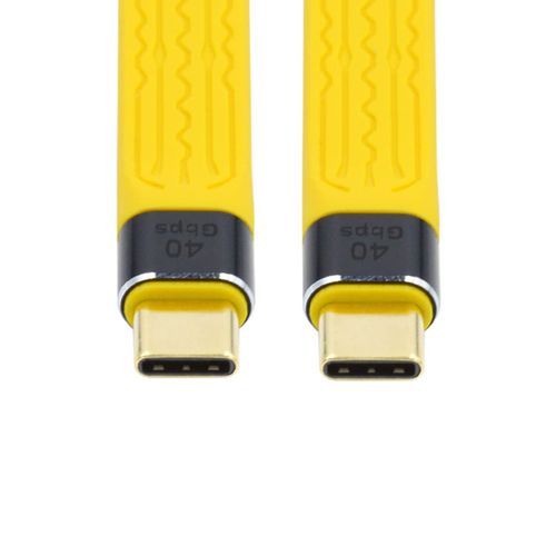 chenyang USB C to USB C Cable,USB4 Type C Male to Male 40Gbps 100W 8K Flat Slim FPC Data Cable for Laptop & Phone 13cm Yellow
