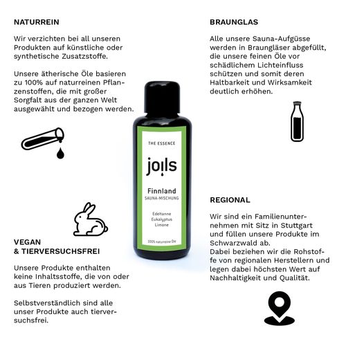 JOILS® Sauna Infusion Schwarzwald, 100 ml, 100% Natural Oil for Your Sauna, Organic Essential Sauna Oil from the Family Business from the Black Forest
