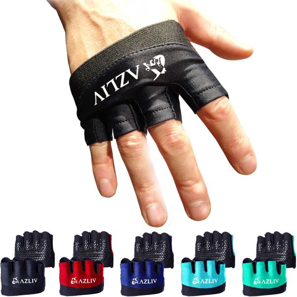 AZLIV FIT Gloves, Training Gloves, Fitness, Gym, Muscle Training, Pull Up Gloves, Azribe Fit Gloves (Black, M)