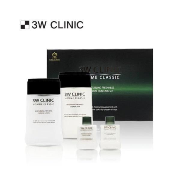 3W CLINIC Homme Classic Essential Men’s 2-Piece Set Cosmetics Set Essence Skin Serum Cream