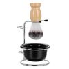 Faleto Stainless Steel Shaving Brush Stand Holder and Soap Bowl Mug Set for Safety Razor Brush