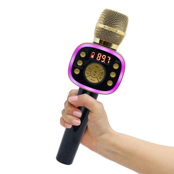 Carpool Karaoke Machine for Kids & Adults, Carpool Karaoke The Mic 2.0 - Wireless & Bluetooth Karaoke Microphone with Voice Changing Sound Effects as White Elephant Gift - Gold & Black