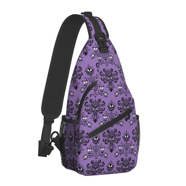 Haunted the Mansion Sling Bag Crossbody Travel Hiking Chest Backpack One Shoulder Daypack for Women Men Unisex Cycling Gym