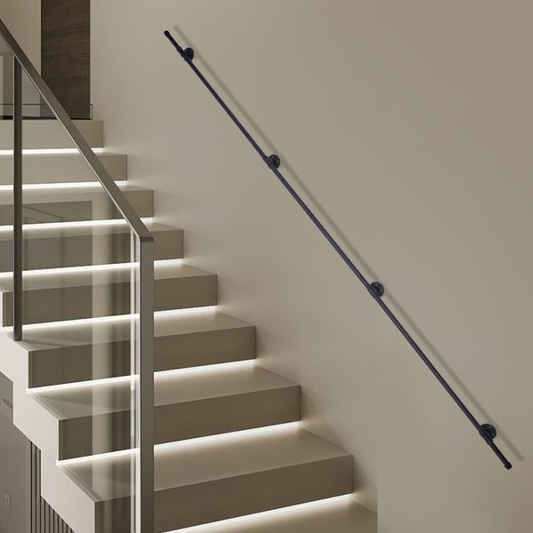 10/12/13FT Handrails for Stairs, Pipe Staircase Railing with Wall Mount Brackets