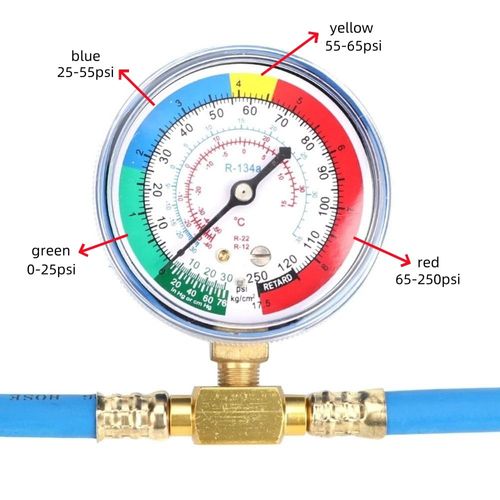 BYOBYO R134A Refrigerant Charge Hose Kit, Copper and Rubber AC Recharge Measuring Hose Can Tap Opener Gauge Charging Pipe for Universal