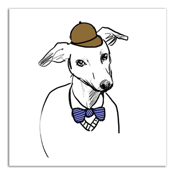 Creative Products Greyhound With Hat And Bowtie 20 x 20 Canvas Wall Art