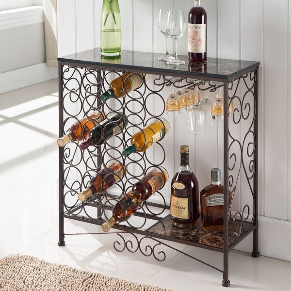 Console Table With Wine Rack Bronze