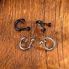 Rockyu Men's Earrings, Single Ear, Both Ears, Stainless Steel, Dako, Silver Earrings, Stylish, Simple, Finish, Hypoallergenic, Stud Earrings, American Piercing Parties, Fashion Accessories, Titanium Stainless Steel