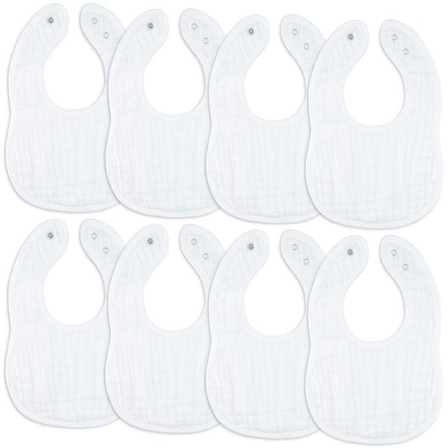 Comfy Cubs Muslin Baby Bibs, Drool Bibs 8 Pack, 100% Cotton Adjustable Size with Easy Snaps, Teething & Drooling Soft and Absorbent, Washable and Reusable