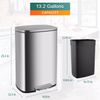 13 Gallon/50 Liter Trash Can with Lid Step, Fingerprint-Proof Kitchen Trash Bin