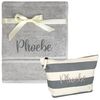 TeddyTs Personalised Women's Striped Makeup Bag & Bath Towel Gift Set