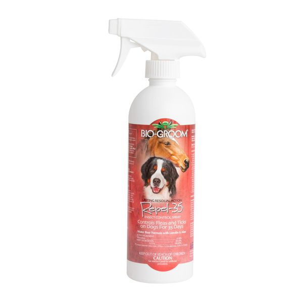 Bio-Groom Repel-35 Flea & Tick Dog Spray – Flea and Tick Prevention for Dogs, Cat Flea Treatment, Cruelty-Free, Made in USA, Natural Tick Repellent, Fly Spray for Horses – 16 fl oz 1-Pack