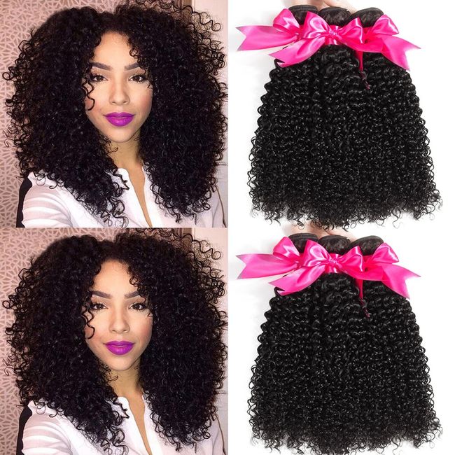 Hermosa 10A Curly Human Hair 3 Bundles 12 14 16 inch 100% Unprocessed Brazilian Curly Hair Bundles Soft Remy Hair