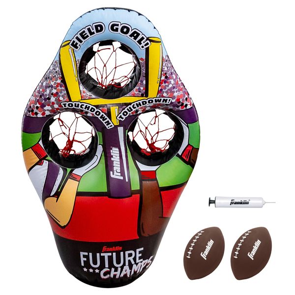 Franklin Sports Kids Football Target Toss Game - Inflatable Football Throwing Target Toy with Soft Mini Footballs - Fun Kids Football Toy Toss Game - Inflatable Indoor + Outdoor Sports Game 45 In.