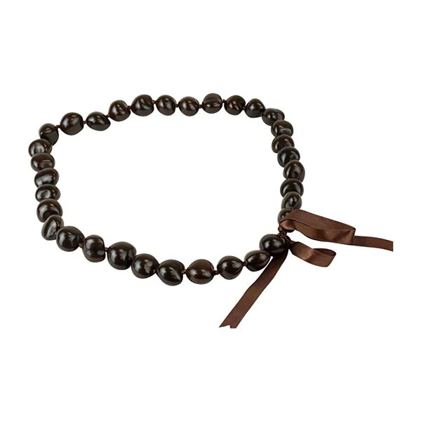 Hawaiian Lei Necklace of Dark Brown Kukui Nuts