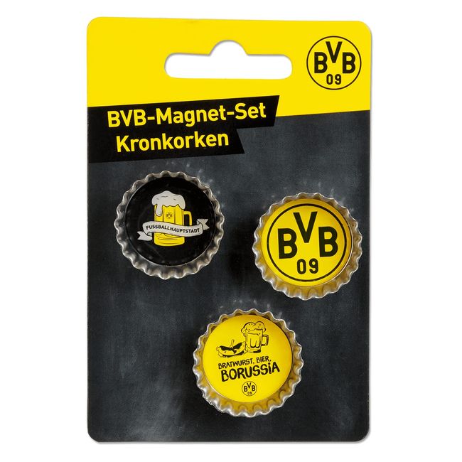 Borussia Dortmund Unisex Erwachsene Magnet Set Kronkorken, Mehrfarbig, One Size