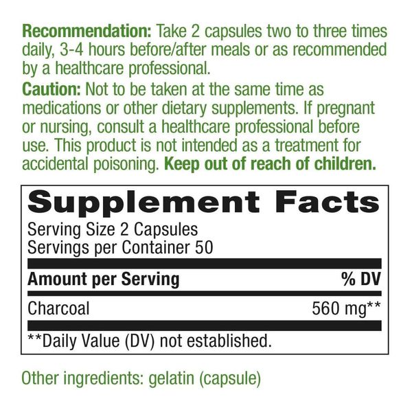 Activated Charcoal - 280mg 100 Caps [Pack of 4]