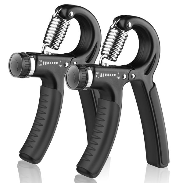 AIXPI Hand Grip Strengthener 2 Pack, Grip Strength Trainer with Adjustable Resistance 11-132 Lbs (5-60kg), Forearm Strengthener, Hand Exerciser for Grip Strength, Muscle Building and Injury Recover…